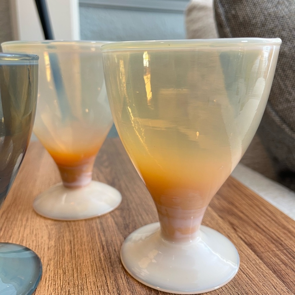 Anthropologie Blue and Cream Modern Drinkware